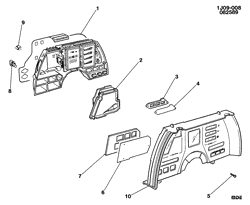 BODY MOUNTING-AIR CONDITIONING-AUDIO/ENTERTAINMENT Chevrolet Cavalier 1987-1989 J CLUSTER ASM/INSTRUMENT PANEL (W/U52)