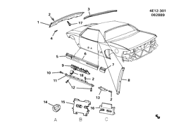 BODY MOLDINGS-SHEET METAL-REAR COMPARTMENT HARDWARE-ROOF HARDWARE Buick Riviera 1988-1991 E97 MOLDINGS/BODY