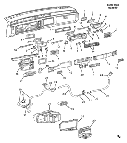 BODY MOUNTING-AIR CONDITIONING-AUDIO/ENTERTAINMENT Cadillac Funeral Coach 1985-1988 C AIR DISTRIBUTION SYSTEM