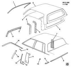 BODY MOLDINGS-SHEET METAL-REAR COMPARTMENT HARDWARE-ROOF HARDWARE Buick Somerset 1989-1991 N69 ROOF/VINYL TOP (WM6)