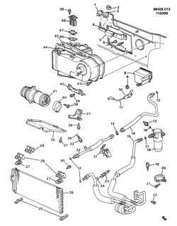 BODY MOUNTING-AIR CONDITIONING-AUDIO/ENTERTAINMENT Buick Lesabre 1989-1991 H A/C REFRIGERATION SYSTEM-V6 3.8L (3.8C)(LN3)