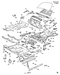 BODY MOLDINGS-SHEET METAL-REAR COMPARTMENT HARDWARE-ROOF HARDWARE Buick Riviera 1990-1991 E97 SHEET METAL/BODY-UNDERBODY & REAR END(C05)