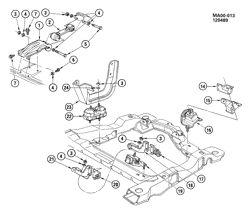 4-ЦИЛИНДРОВЫЙ ДВИГАТЕЛЬ Pontiac 6000 1986-1986 A ENGINE & TRANSMISSION MOUNTING-V6 (LB6/2.8W)