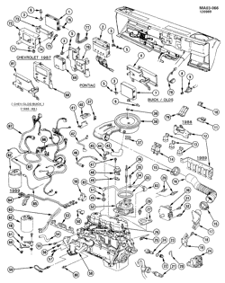 FUEL SYSTEM-EXHAUST-EMISSION SYSTEM Buick Century 1987-1989 A EMISSION CONTROLS-L4 (LR8/2.5R)