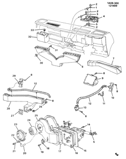 FRONT END SHEET METAL-HEATER-VEHICLE MAINTENANCE Chevrolet Celebrity 1989-1990 A HEATER & DEFROSTER SYSTEM (W/C41)