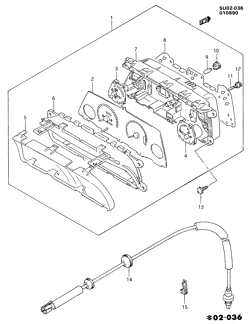 КРЕПЛЕНИЕ КУЗОВА-КОНДИЦИОНЕР-АУДИОСИСТЕМА Chevrolet Sprint 1990-1991 M CLUSTER ASM/INSTRUMENT PANEL (W/U16 TACH) (W/VINS BEGINNING 2C)