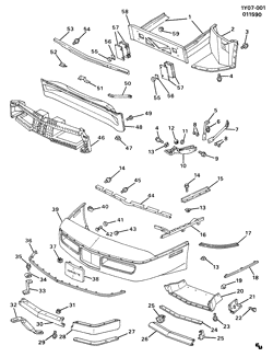 CHÂSSIS - RESSORTS - PARE-CHOCS - AMORTISSEURS Chevrolet Corvette 1984-1988 Y BUMPER/FRONT