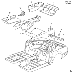 BODY MOLDINGS-SHEET METAL-REAR COMPARTMENT HARDWARE-ROOF HARDWARE Chevrolet Corvette 1990-1991 Y67 INSULATORS/BODY