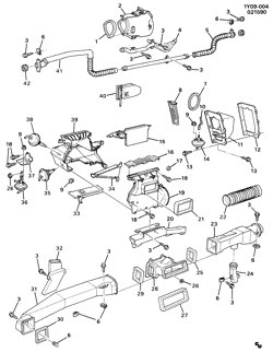 BODY MOUNTING-AIR CONDITIONING-AUDIO/ENTERTAINMENT Chevrolet Corvette 1984-1989 Y AIR DISTRIBUTION SYSTEM
