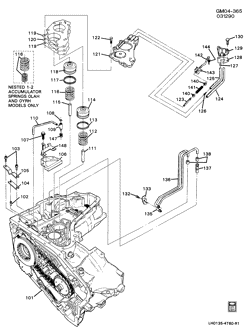 TRANSMISSÃO AUTOMÁTICA Buick Lesabre 1991-1991 H AUTOMATIC TRANSMISSION (ME9) HM 4T60 GOVERNOR FEED/SHIFT ACCUMULATOR PARTS (ME9)