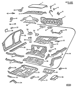 BODY MOLDINGS-SHEET METAL-REAR COMPARTMENT HARDWARE-ROOF HARDWARE Buick Electra 1991-1991 C SHEET METAL/BODY-UNDERBODY & REAR END