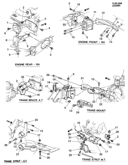 4-ЦИЛИНДРОВЫЙ ДВИГАТЕЛЬ Chevrolet Beretta 1990-1990 L ENGINE & TRANSMISSION MOUNTING-V6 (LH0/3.1T)