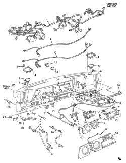 WINDSHIELD-WIPER-MIRRORS-INSTRUMENT PANEL-CONSOLE-DOORS Chevrolet Cavalier 1989-1990 JC INSTRUMENT PANEL PART 2 (EXC B19)