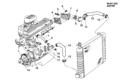 COOLING SYSTEM-GRILLE-OIL SYSTEM Chevrolet Cavalier 1990-1991 J HOSES & PIPES/RADIATOR-2.2L L4 (LM3/2.2)