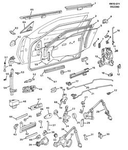 PARE-BRISE - ESSUI-GLACE - RÉTROVISEURS - TABLEAU DE BOR - CONSOLE - PORTES Buick Skylark 1990-1991 N27 DOOR HARDWARE/FRONT