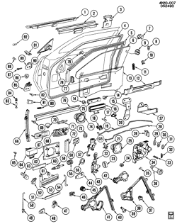 WINDSHIELD-WIPER-MIRRORS-INSTRUMENT PANEL-CONSOLE-DOORS Buick Somerset 1986-1989 N69 DOOR HARDWARE/FRONT