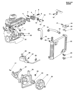 СИСТЕМА ОХЛАЖДЕНИЯ-РЕШЕТКА-МАСЛЯНАЯ СИСТЕМА Chevrolet Cavalier 1990-1991 J ENGINE COOLING SYSTEM-2.2L L4 (LM3/2.2G)