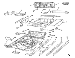 BODY MOLDINGS-SHEET METAL-REAR COMPARTMENT HARDWARE-ROOF HARDWARE Buick Hearse/Limousine 1991-1996 B35 SHEET METAL/BODY PART 3 UNDERBODY & REAR END
