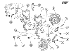 MOTOR DE ARRANQUE-GENERADOR-IGNICIÓN-SISTEMA ELÉCTRICO-LUCES Buick Skylark 1988-1991 N GENERATOR MOUNTING-2.3L L4 (LD2/2.3D)(K60,K99)