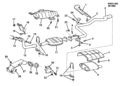 FUEL SYSTEM-EXHAUST-EMISSION SYSTEM Buick Regal 1990-1991 W EXHAUST SYSTEM (L27/3.8L)