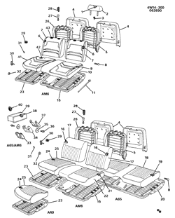 INTERIOR TRIM-FRONT SEAT TRIM-SEAT BELTS Buick Regal 1988-1989 W57 SEAT ASM/FRONT (AR9,A65,AM6)