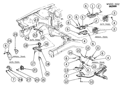 MOTOR 4 CILINDROS Buick Skylark 1985-1991 N ENGINE & TRANSMISSION MOUNTING-L4 (L68/2.5U)