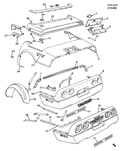 BODY MOLDINGS-SHEET METAL-REAR COMPARTMENT HARDWARE-ROOF HARDWARE Chevrolet Corvette 1986-1991 Y67 BODY/REAR OUTER