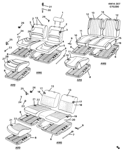 INTERIOR TRIM-FRONT SEAT TRIM-SEAT BELTS Buick Regal 1990-1991 W57 SEAT ASM/FRONT (AR9,AM6)