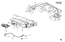 КРЕПЛЕНИЕ КУЗОВА-КОНДИЦИОНЕР-АУДИОСИСТЕМА Chevrolet Cavalier 1989-1991 J A/C CONTROL SYSTEM VACUUM