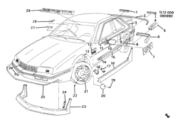 BODY MOLDINGS-SHEET METAL-REAR COMPARTMENT HARDWARE-ROOF HARDWARE Chevrolet Corsica 1990-1990 L37 ORNAMENTATION/BODY BERETTA INDY GT PACKAGE