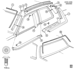 BODY MOLDINGS-SHEET METAL-REAR COMPARTMENT HARDWARE-ROOF HARDWARE Pontiac 6000 1982-1987 A27 MOLDINGS/BODY-ABOVE BELT