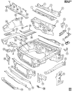 BODY MOLDINGS-SHEET METAL-REAR COMPARTMENT HARDWARE-ROOF HARDWARE Buick Riviera 1986-1989 E SHEET METAL/BODY-ENGINE COMPARTMENT & DASH
