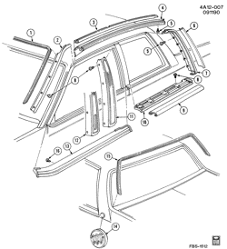 BODY MOLDINGS-SHEET METAL-REAR COMPARTMENT HARDWARE-ROOF HARDWARE Buick Century 1982-1988 A27 MOLDINGS/BODY-ABOVE BELT (EXC CB4)