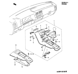 WINDSHIELD-WIPER-MIRRORS-INSTRUMENT PANEL-CONSOLE-DOORS Chevrolet Sprint 1987-1988 M CONSOLE GEARSHIFT