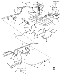 FUEL SYSTEM-EXHAUST-EMISSION SYSTEM Buick Hearse/Limousine 1992-1993 B69 FUEL SUPPLY SYSTEM