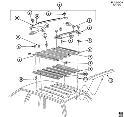 BODY MOLDINGS-SHEET METAL-REAR COMPARTMENT HARDWARE-ROOF HARDWARE Chevrolet Cavalier 1982-1990 J35 LUGGAGE CARRIER/ROOF