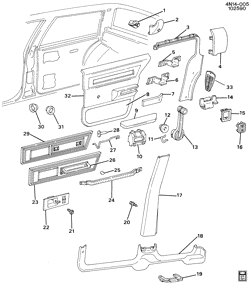 INTERIOR TRIM-FRONT SEAT TRIM-SEAT BELTS Buick Skylark 1986-1991 N69 TRIM/CENTER PILLAR, REAR DOOR & QUARTER