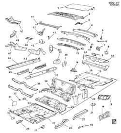 BODY MOLDINGS-SHEET METAL-REAR COMPARTMENT HARDWARE-ROOF HARDWARE Cadillac Fleetwood Sixty Special 1989-1990 C69 SHEET METAL/BODY-UNDERBODY & REAR END