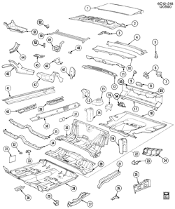 BODY MOLDINGS-SHEET METAL-REAR COMPARTMENT HARDWARE-ROOF HARDWARE Cadillac Fleetwood Sixty Special 1989-1990 C47 SHEET METAL/BODY-UNDERBODY & REAR END