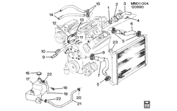 COOLING SYSTEM-GRILLE-OIL SYSTEM Buick Skylark 1985-1986 N HOSES & PIPES/RADIATOR-3.0L V6 (LN7/3.0L)*