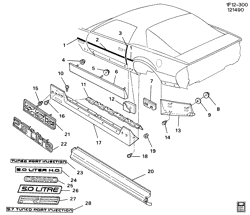BODY MOLDINGS-SHEET METAL-REAR COMPARTMENT HARDWARE-ROOF HARDWARE Chevrolet Camaro 1987-1987 F87 MOLDINGS/BODY-BELOW BELT (EXC CONVERTIBLE)