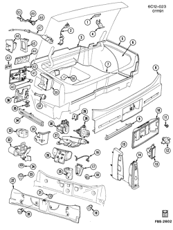 BODY MOLDINGS-SHEET METAL-REAR COMPARTMENT HARDWARE-ROOF HARDWARE Cadillac Deville 1986-1988 C REAR COMPARTMENT HARDWARE & TRIM