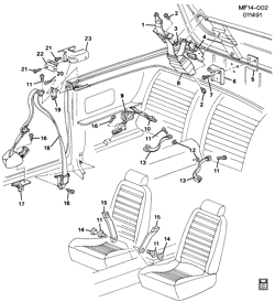INTERIOR TRIM-FRONT SEAT TRIM-SEAT BELTS Pontiac Firebird 1991-1991 F67 SEAT BELTS CONVERTIBLE