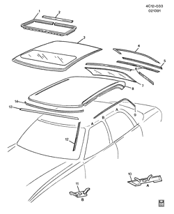 BODY MOLDINGS-SHEET METAL-REAR COMPARTMENT HARDWARE-ROOF HARDWARE Buick Electra 1991-1991 CW ROOF/VINYL TOP (CA9)