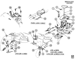 AUTOMATIC TRANSMISSION Chevrolet Celebrity 1988-1990 A SHIFT CONTROL/AUTOMATIC TRANSMISSION FLOOR (D55)