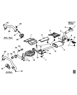 FUEL SYSTEM-EXHAUST-EMISSION SYSTEM Buick Riviera 1984-1985 E EXHAUST SYSTEM-V8 (LV2/307)