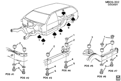 BODY MOUNTING-AIR CONDITIONING-AUDIO/ENTERTAINMENT Buick Roadmaster Sedan 1991-1996 B35 BODY MOUNTING