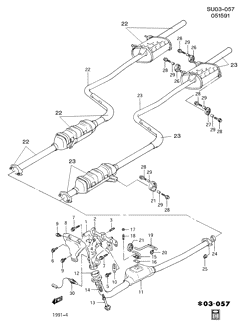 FUEL SYSTEM-EXHAUST-EMISSION SYSTEM Chevrolet Metro 1992-1994 MS,MR,M08-68-67 EXHAUST SYSTEM