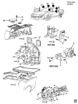 КРЕПЛЕНИЕ КУЗОВА-КОНДИЦИОНЕР-АУДИОСИСТЕМА Chevrolet Camaro 1992-1992 F AUDIO SYSTEM