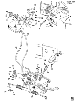 FRONT SUSPENSION-STEERING Cadillac Funeral Coach 1991-1991 C STEERING SYSTEM & RELATED PARTS